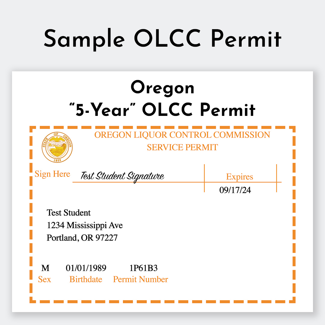 Image of a sample OLCC 5-Year Server Permit