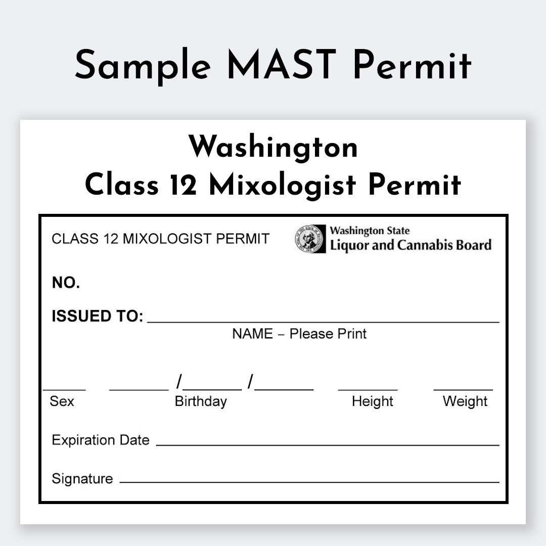 Image of a sample MAST Class 12 Mixologist Permit